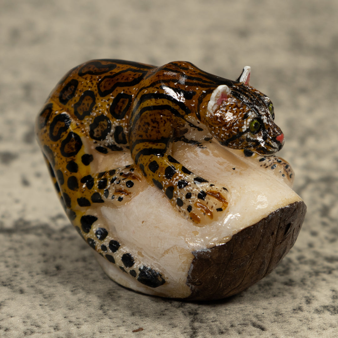 Jaguar Cat Tagua Carving