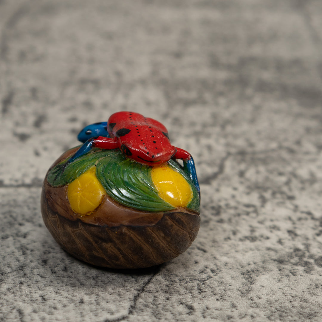 Red And Blue Poison Dart Frog Tagua Carving
