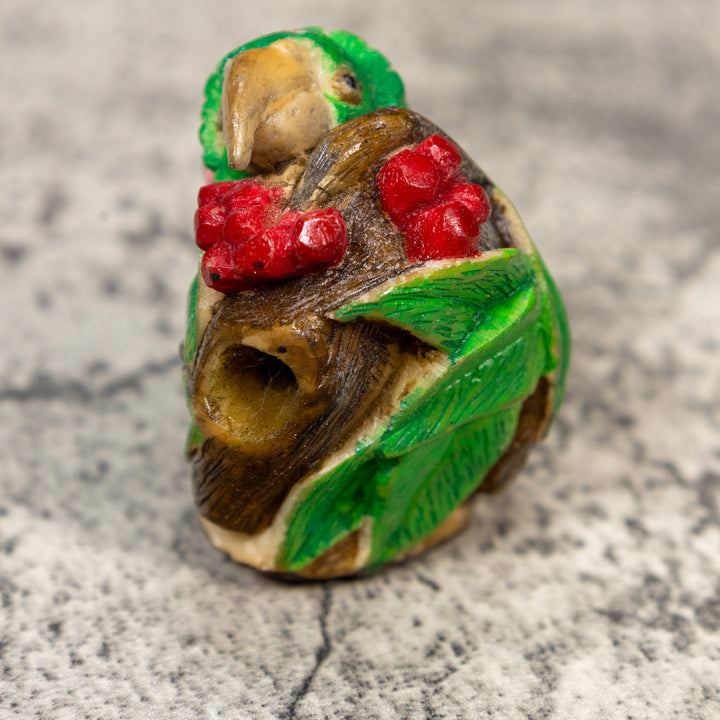 Green Parrot Bird Tagua Carving