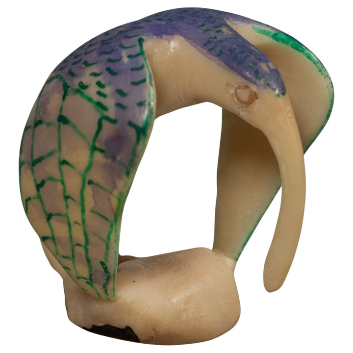 Vintage Blue And Green Hummingbird Tagua Carving