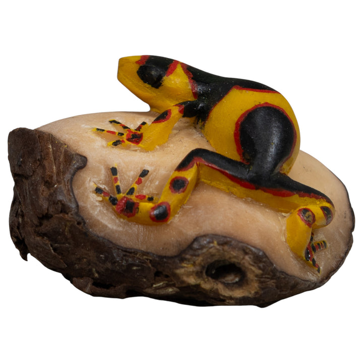 Gold Red And Black Frog Tagua Carving