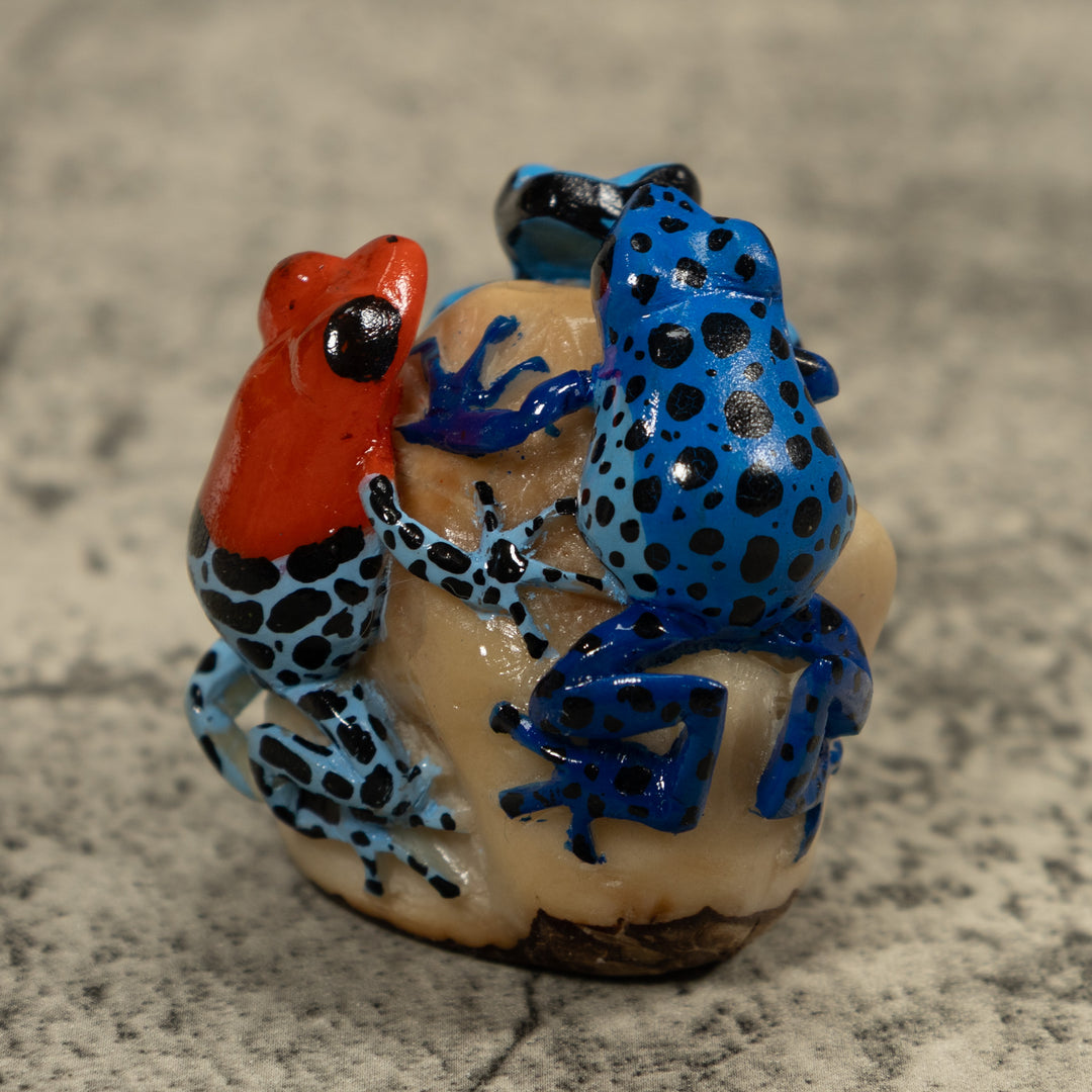 Three Poison Dart Frog Tagua Carving