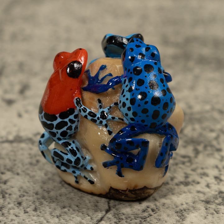 Three Poison Dart Frog Tagua Carving