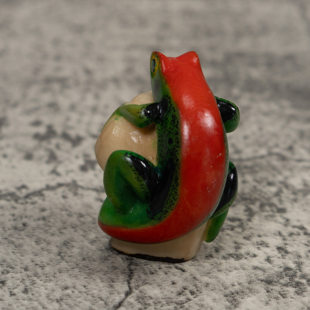 Red And Green Frog Tagua Carving