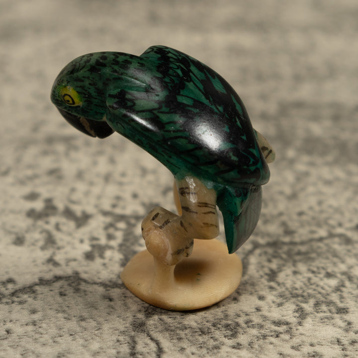 Vintage Green Parrot Bird Tagua Carving