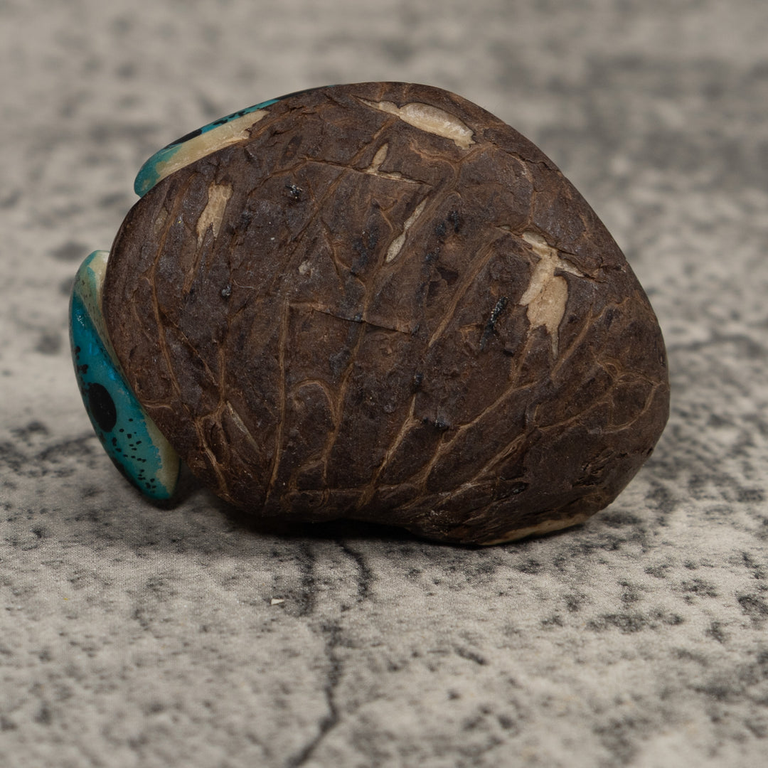 Vintage Red Blue And Yellow Frog Tagua Carving