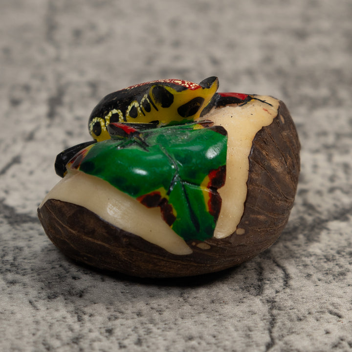 Red Yellow And Black Poison Dart Frog Tagua Carving