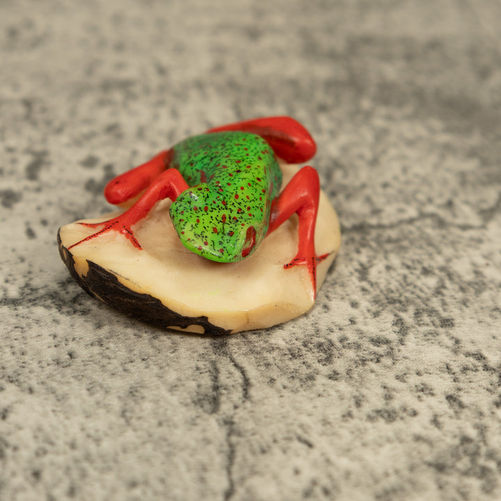 Vintage Red And Green Poison Dart Frog Tagua Carving