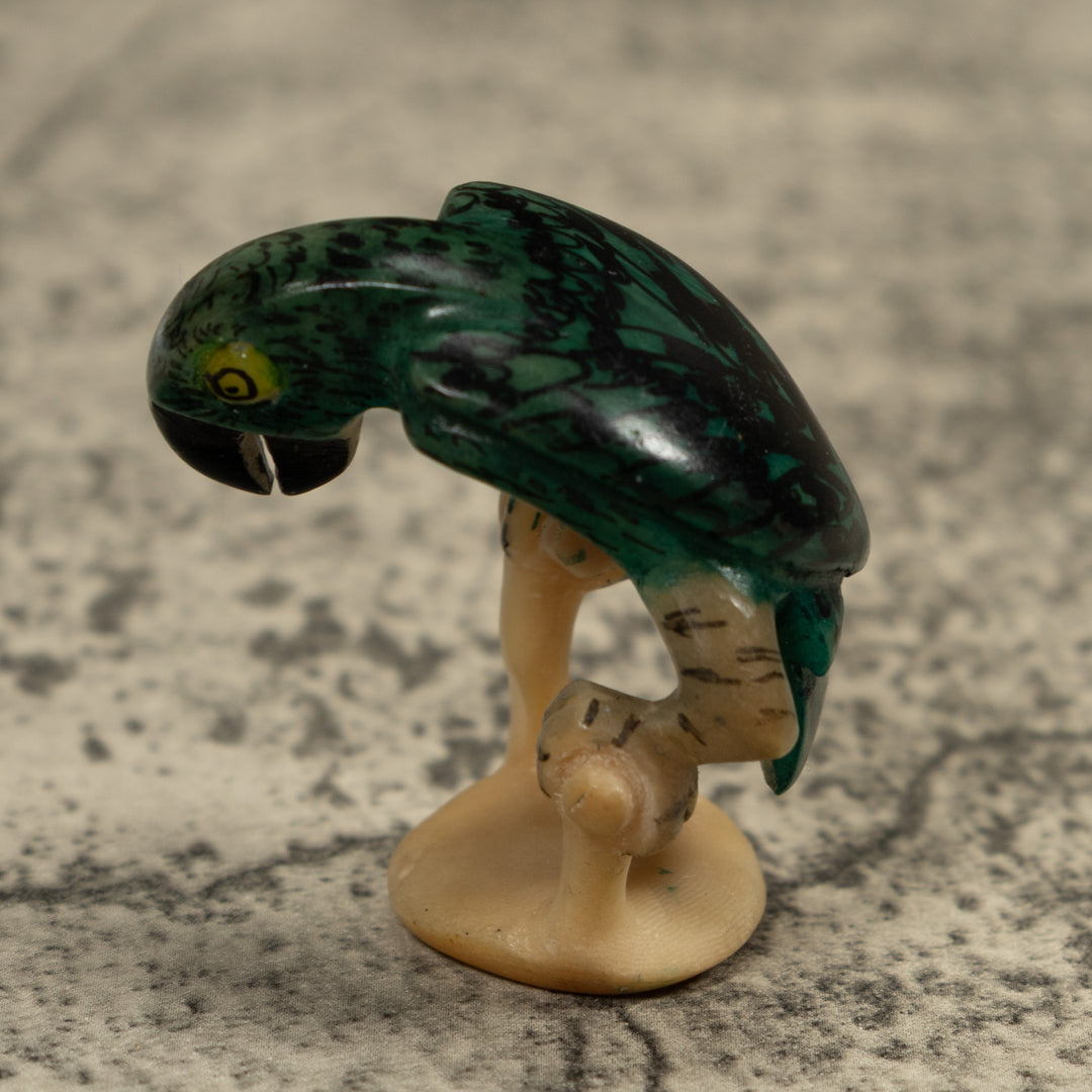 Vintage Green Parrot Bird Tagua Carving