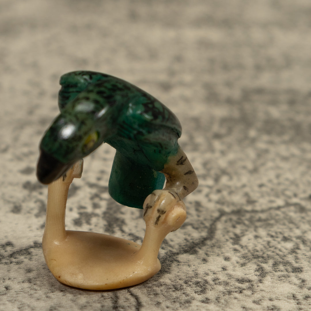Vintage Green Parrot Bird Tagua Carving