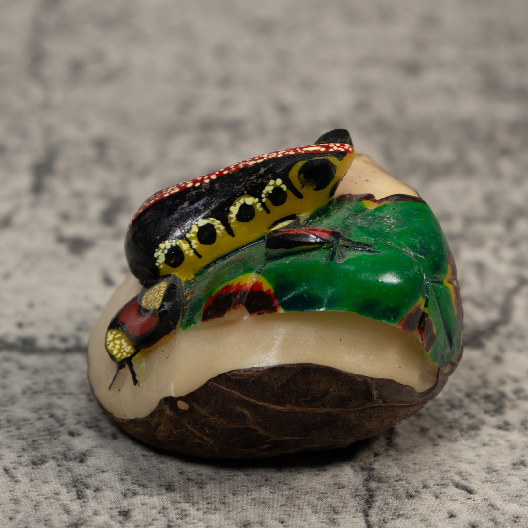 Red Yellow And Black Poison Dart Frog Tagua Carving