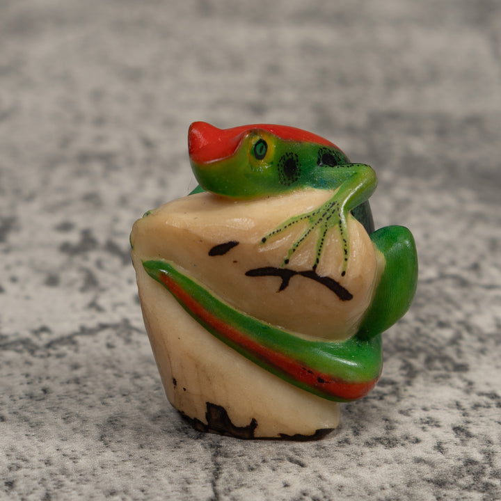 Red And Green Frog Tagua Carving