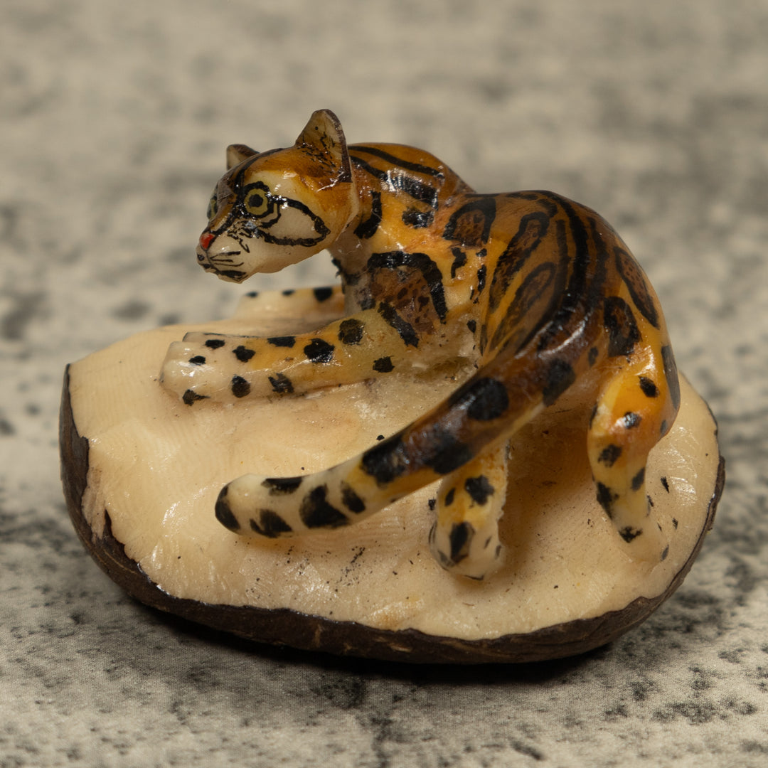 Jaguar Cat Tagua Carving