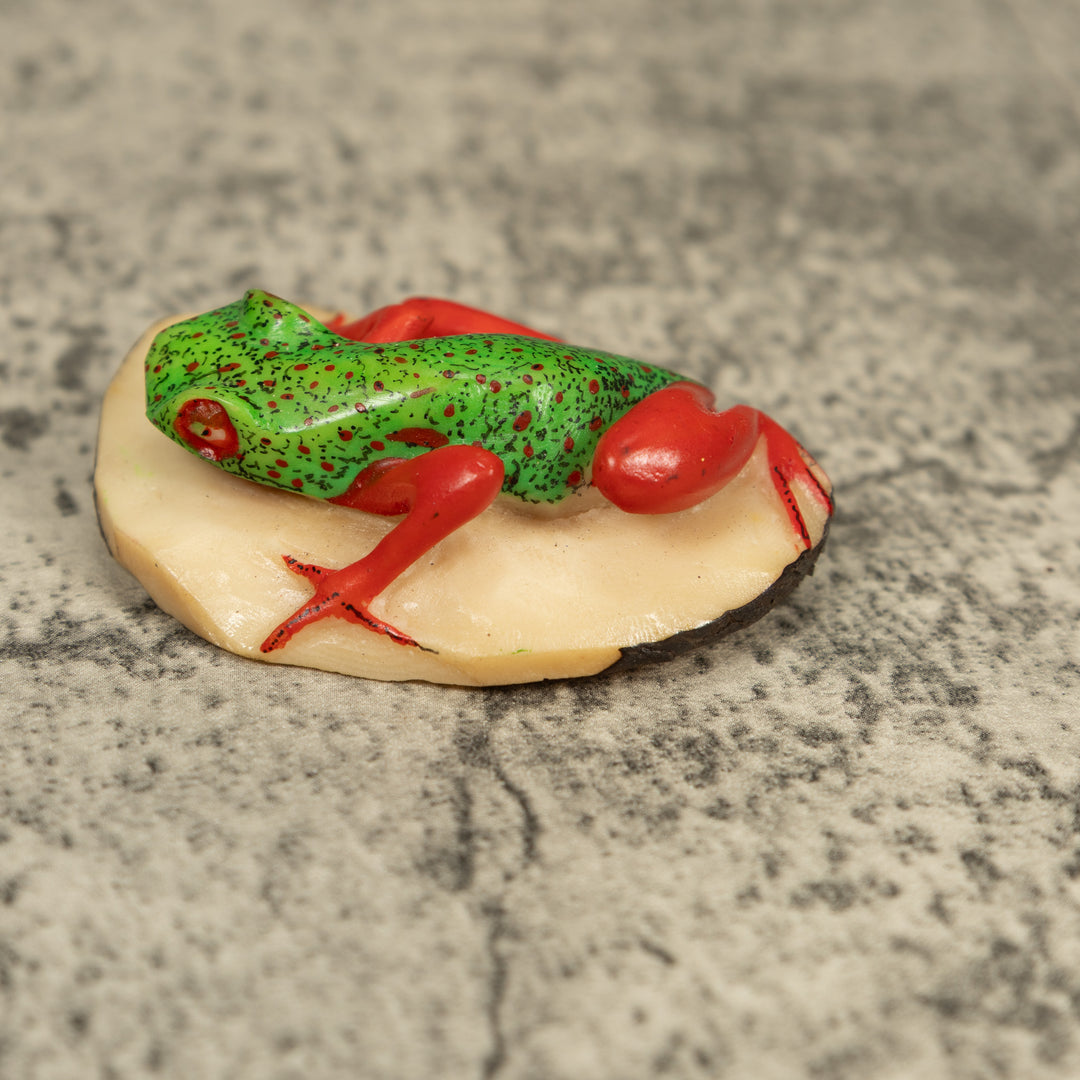 Vintage Red And Green Poison Dart Frog Tagua Carving