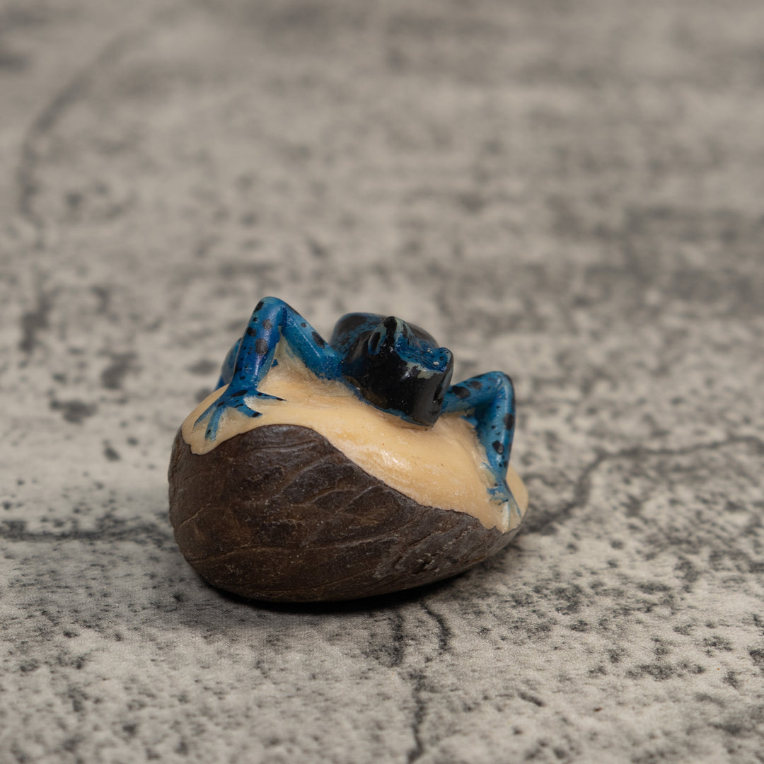 Vintage Blue And Black Poison Dart Frog Tagua Carving