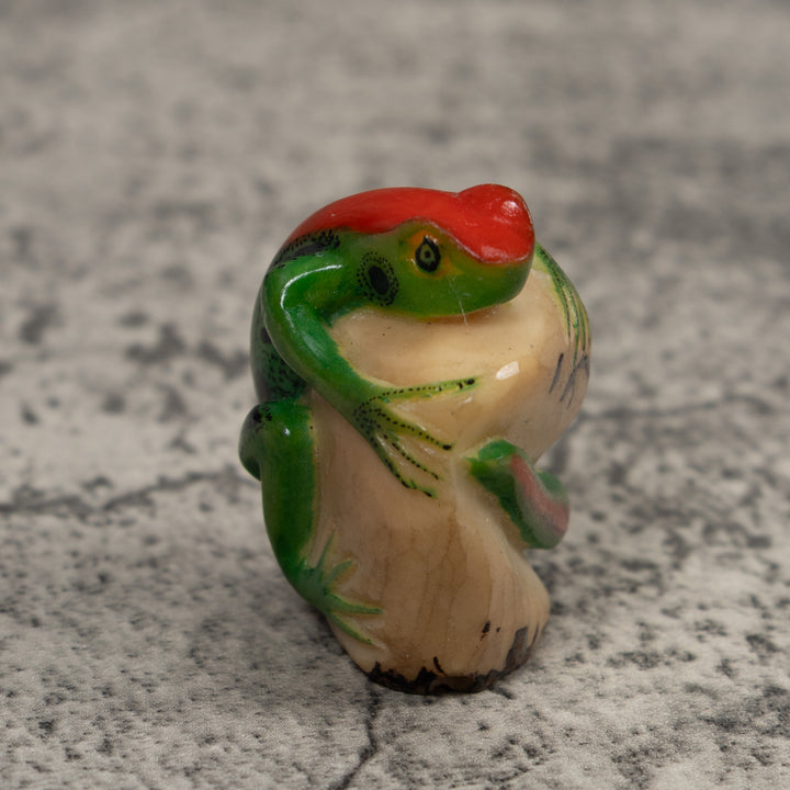 Red And Green Frog Tagua Carving