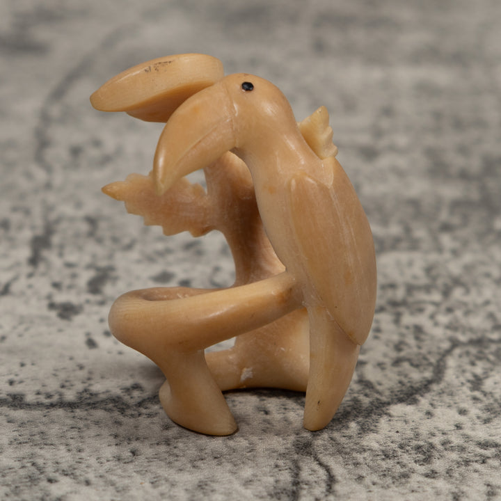 Vintage White Toucan Parrot Bird Tagua Carving