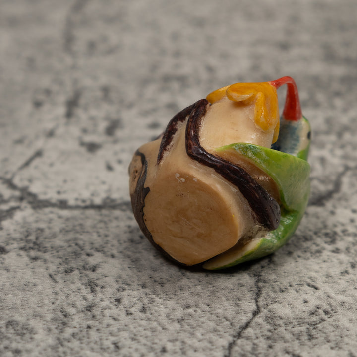 Vintage Red Yellow And Green Hummingbird Tagua Carving