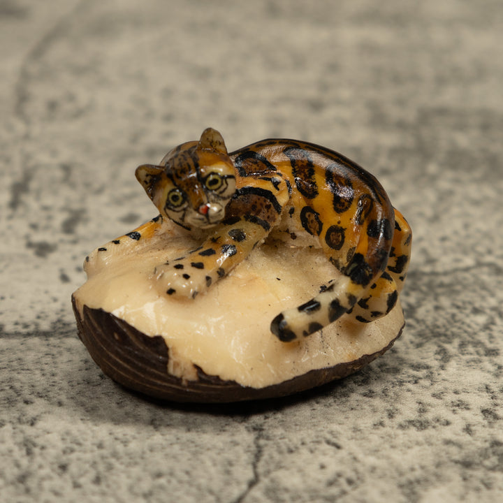 Jaguar Cat Tagua Carving