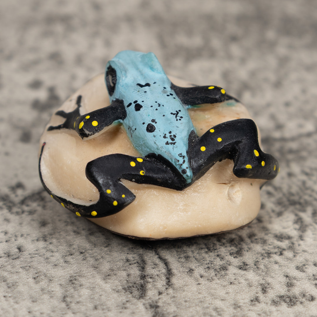 Black And Blue Poison Dart Frog Tagua Carving