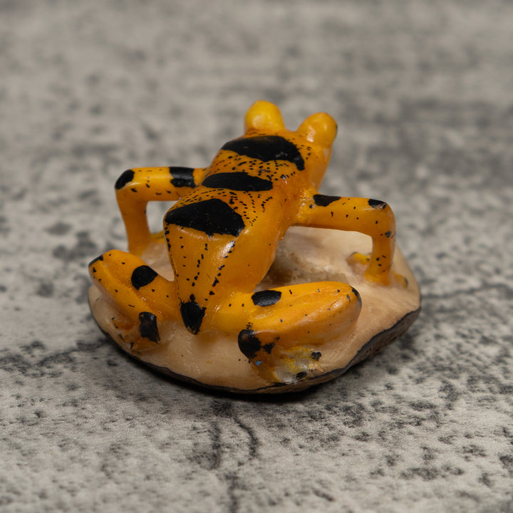 Vintage Gold And Black Frog Tagua Carving