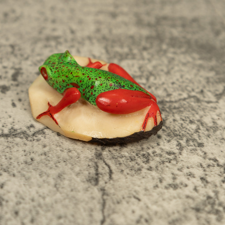 Vintage Red And Green Poison Dart Frog Tagua Carving