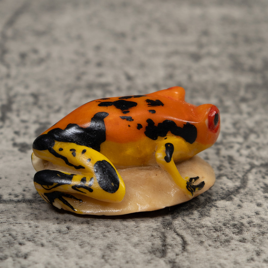 Vintage Black And Gold Poison Dart Frog Tagua Carving
