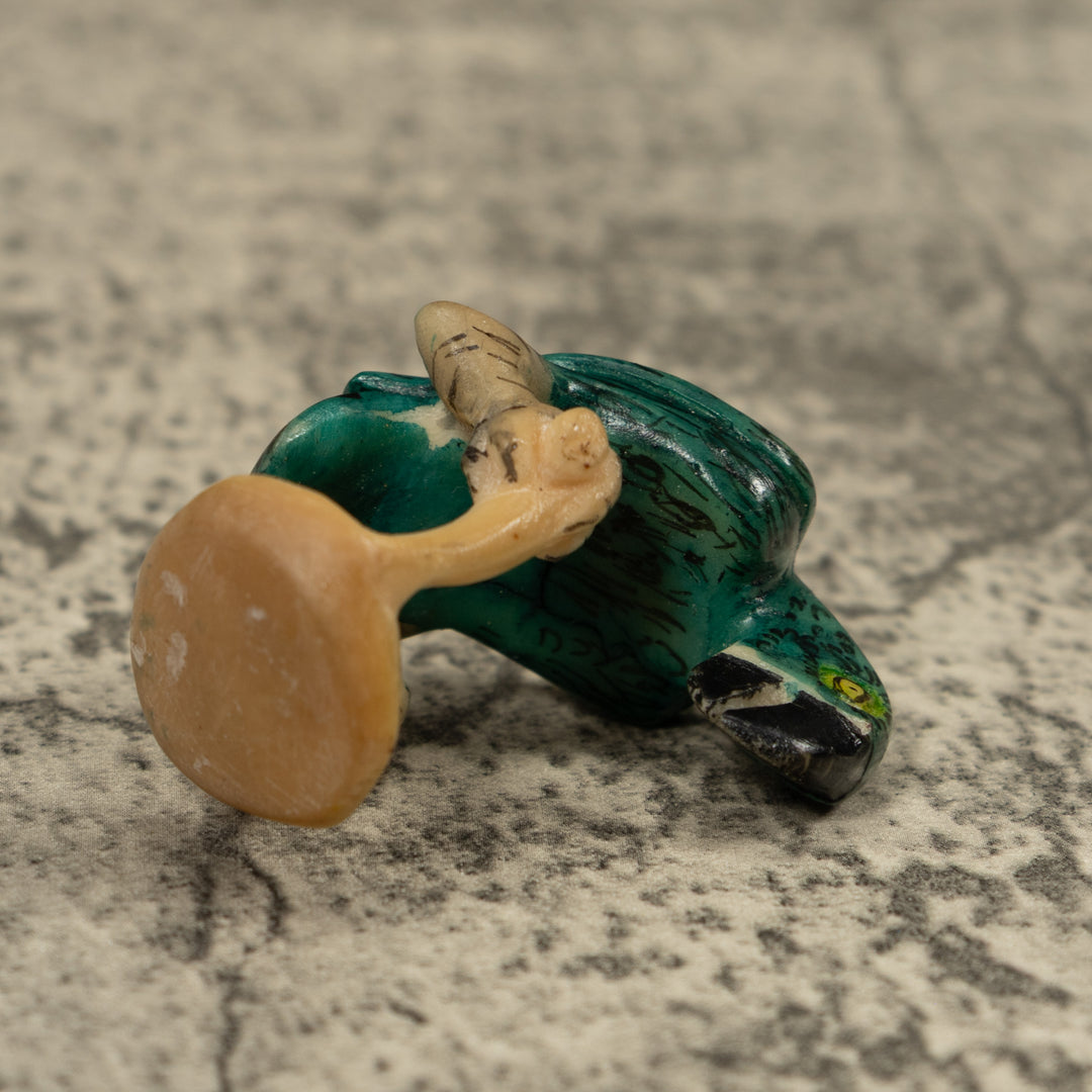Vintage Green Parrot Bird Tagua Carving
