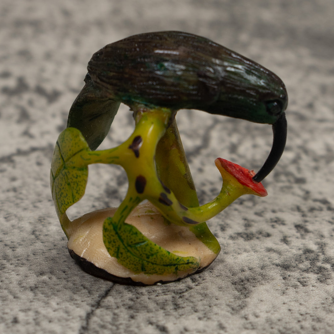Vintage Dark Green And Red Hummingbird Tagua Carving