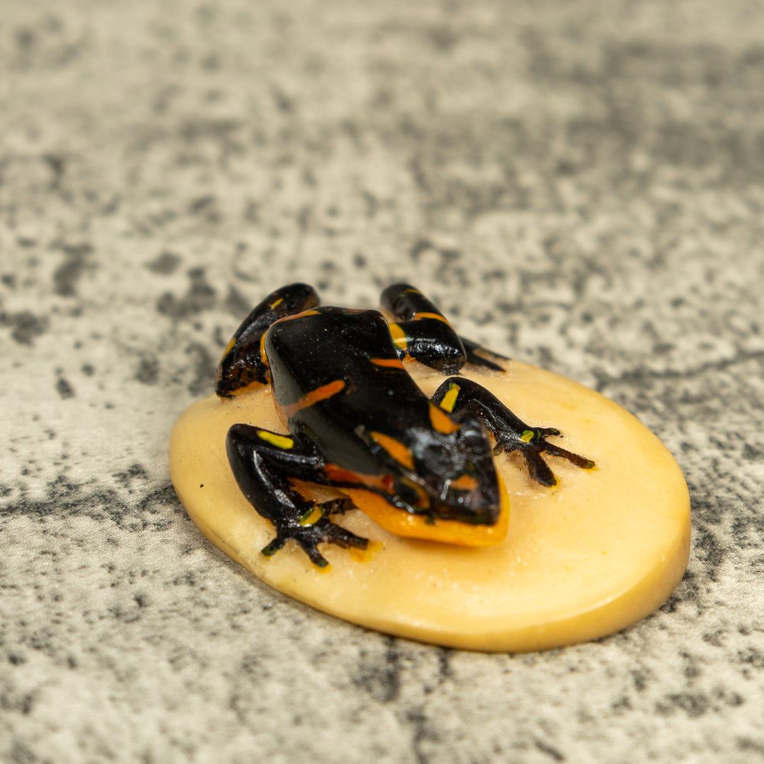 Vintage Black And Gold Frog Tagua Carving