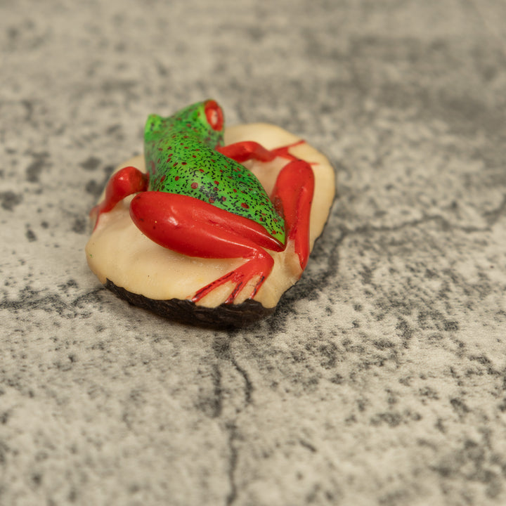 Vintage Red And Green Poison Dart Frog Tagua Carving