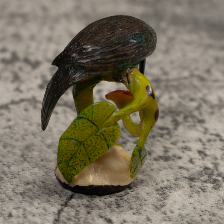 Vintage Dark Green And Red Hummingbird Tagua Carving