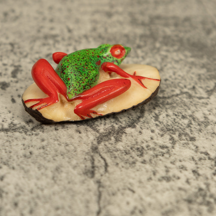 Vintage Red And Green Poison Dart Frog Tagua Carving