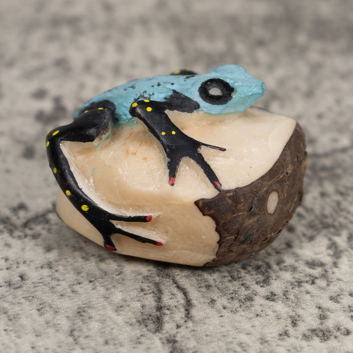 Black And Blue Poison Dart Frog Tagua Carving