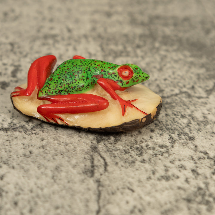Vintage Red And Green Poison Dart Frog Tagua Carving