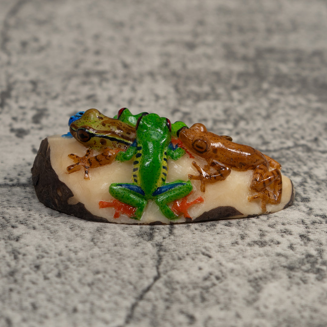 Six Poison Dart Frog Tagua Carving