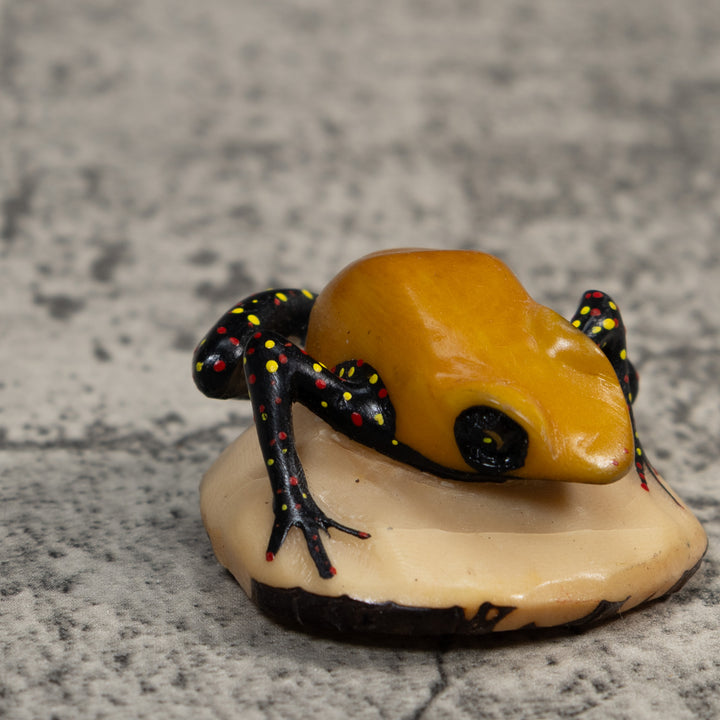 Gold And Black Poison Dart Frog Tagua Carving
