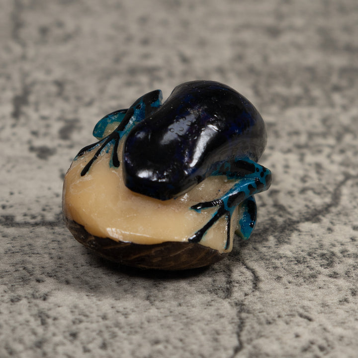 Vintage Dark Blue Frog Tagua Carving