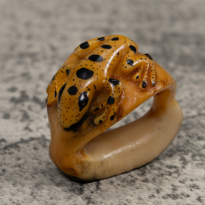 Vintage Black And Gold Poison Dart Frog Tagua Carving