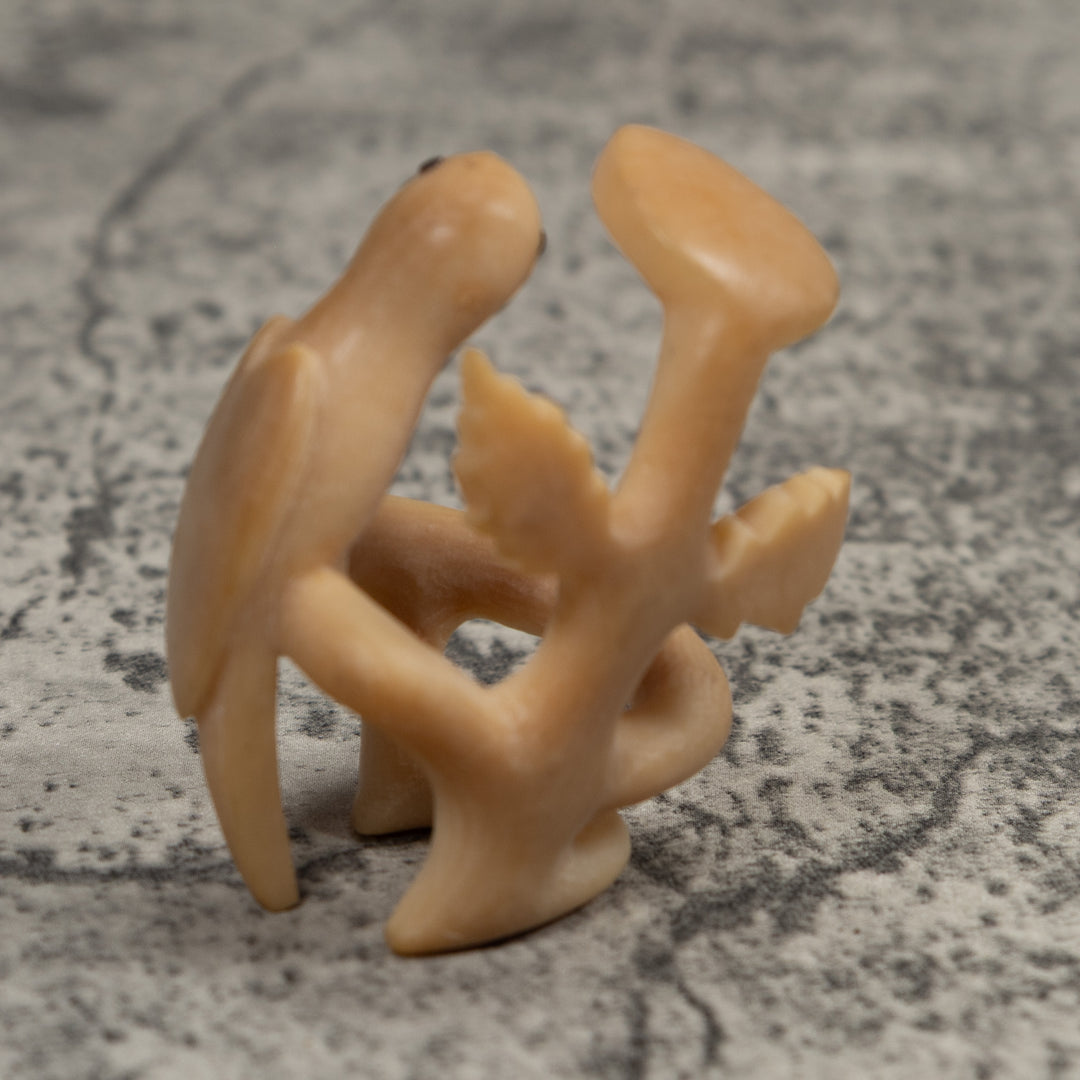 Vintage White Toucan Parrot Bird Tagua Carving