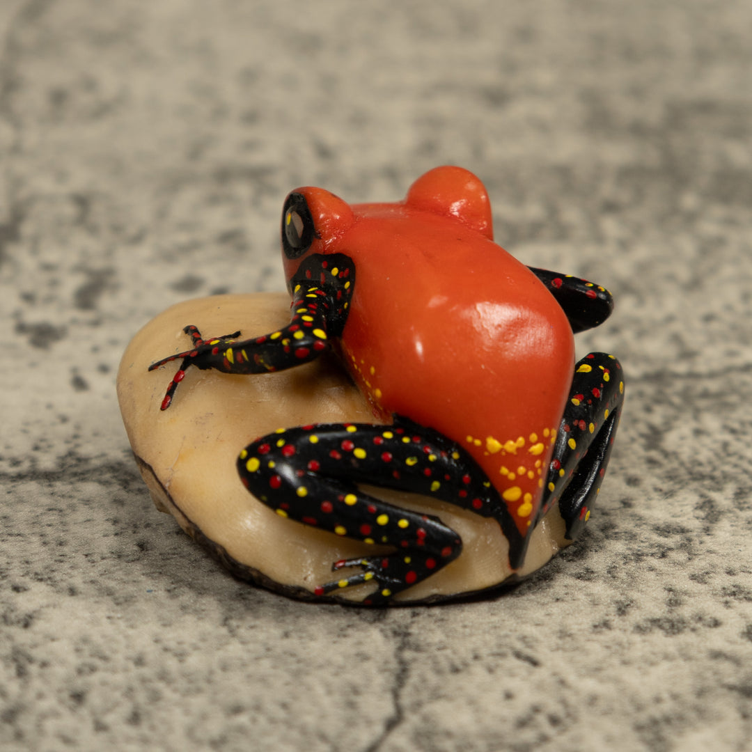 Vintage Red And Black Poison Dart Frog Tagua Carving