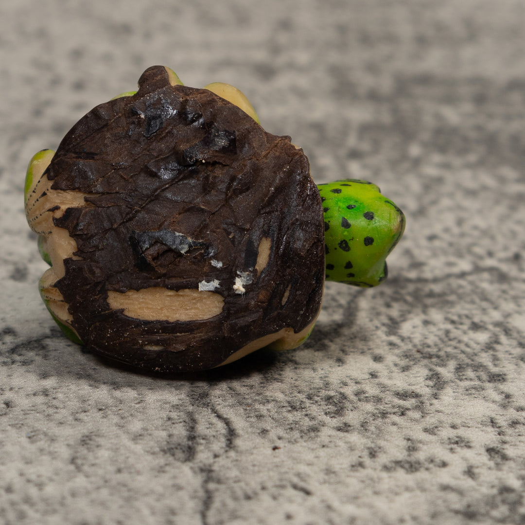 Double Black And Green Rainforest Frog Tagua Carving
