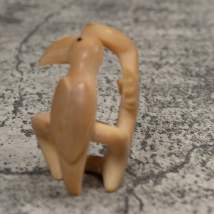 Vintage White Toucan Parrot Bird Tagua Carving