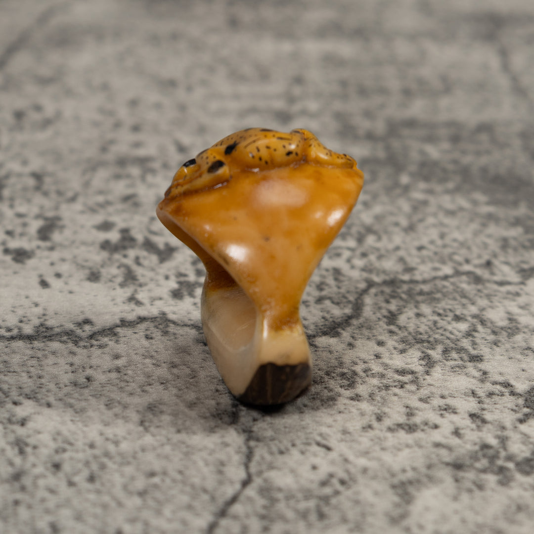 Vintage Black And Gold Poison Dart Frog Tagua Carving