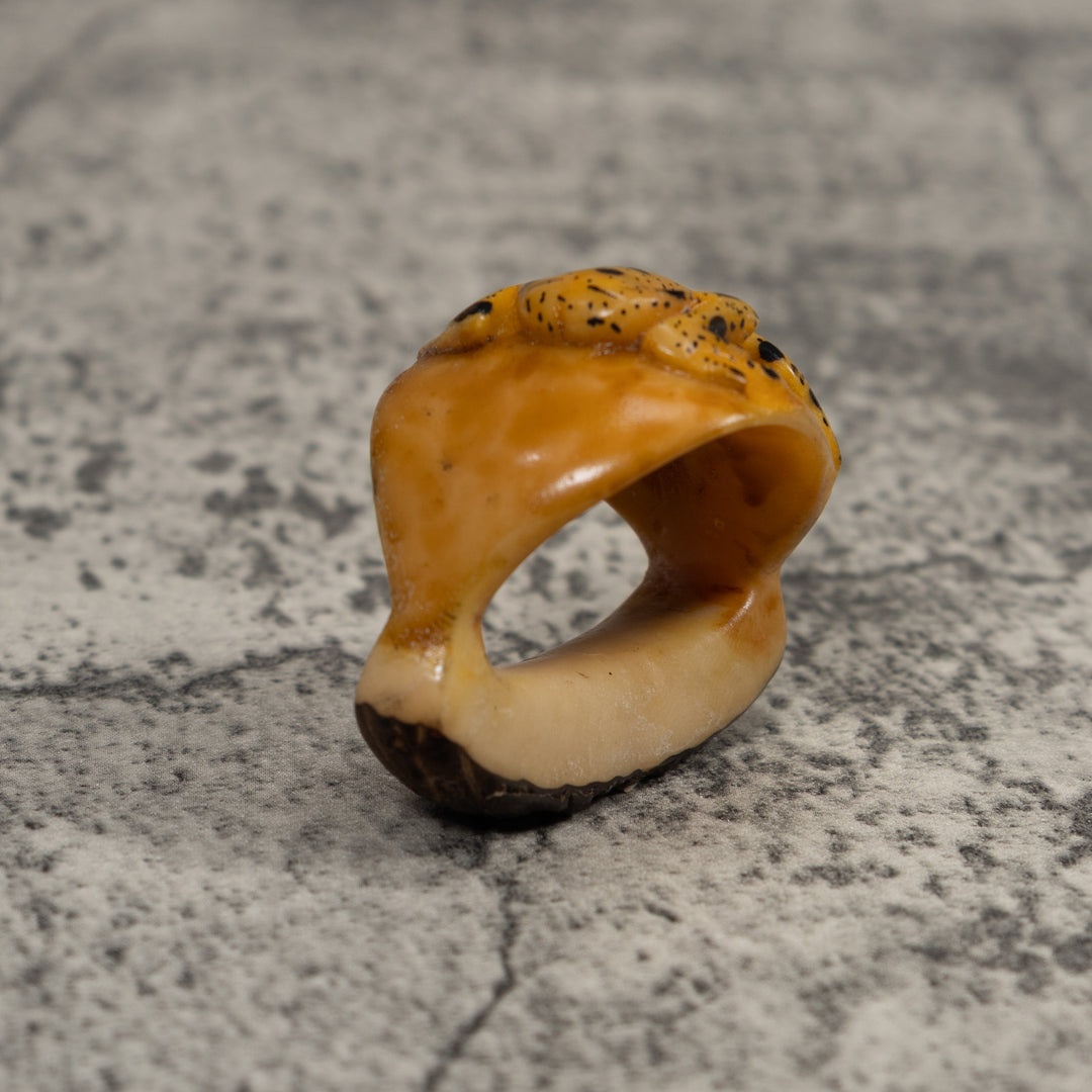 Vintage Black And Gold Poison Dart Frog Tagua Carving