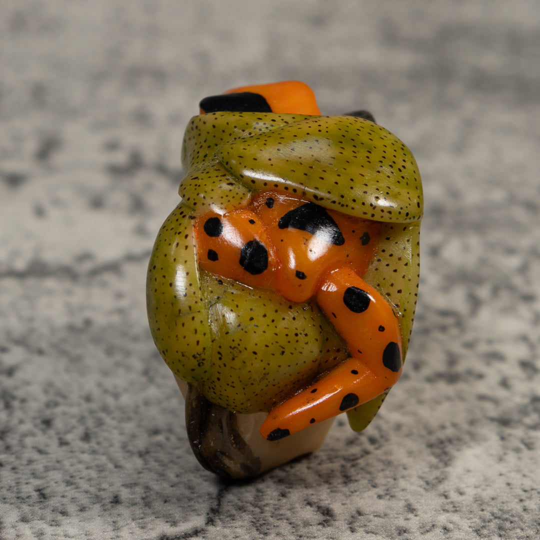 Gold And Black Poison Dart Frog Tagua Carving