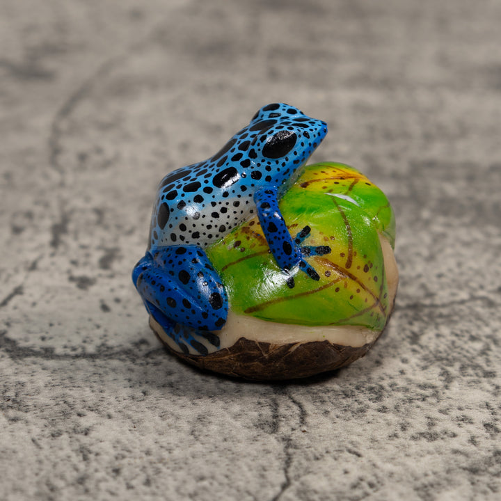 Blue And Black Poison Dart Frog Tagua Carving