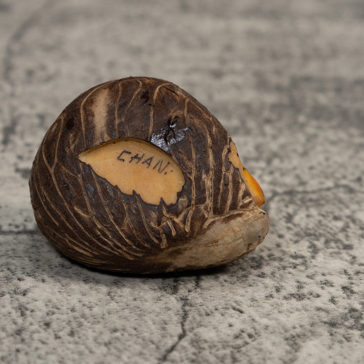 Vintage Black And Golden Frog Tagua Carving