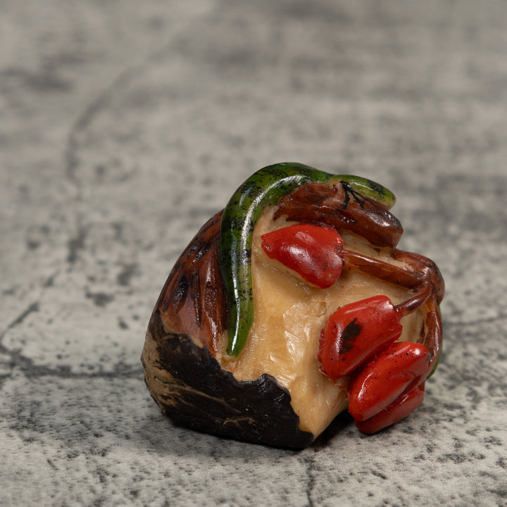 Green Brown And Black Gecko Lizard Tagua Carving