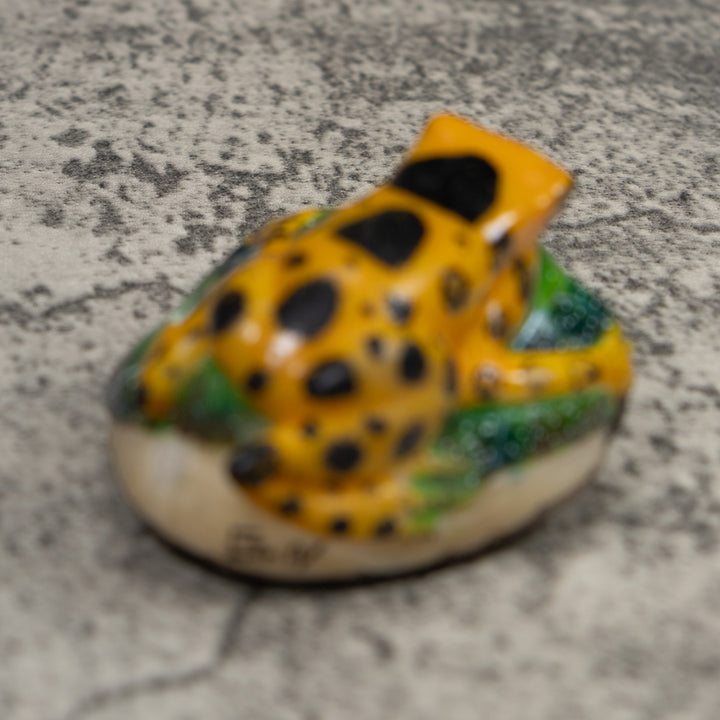 Gold Green And Black Frog Tagua Carving